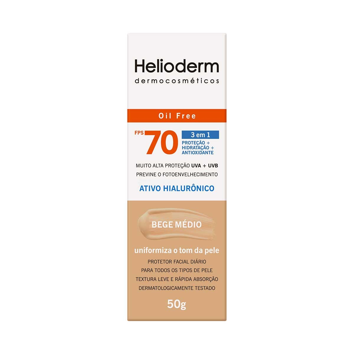 Protetor Facial Helioderm FPS70 Bege Médio 50g