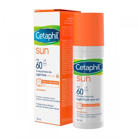 Protetor Solar Facial Cetaphil Sun Antioxidante Light Fluid com Cor FPS 60 com 50ml