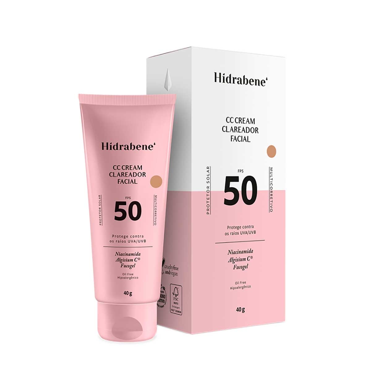 Protetor Solar Clareador Facial Hidrabene CC Cream FPS50 com 40g Menor preço em Protetor Solar Clareador Facial Hidrabene CC Cream FPS50 com 40g