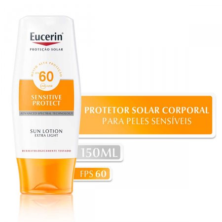 Protetor Solar Corporal Eucerin Sensitive Protect Sun Lotion Extra Light FPS 60 com 150ml