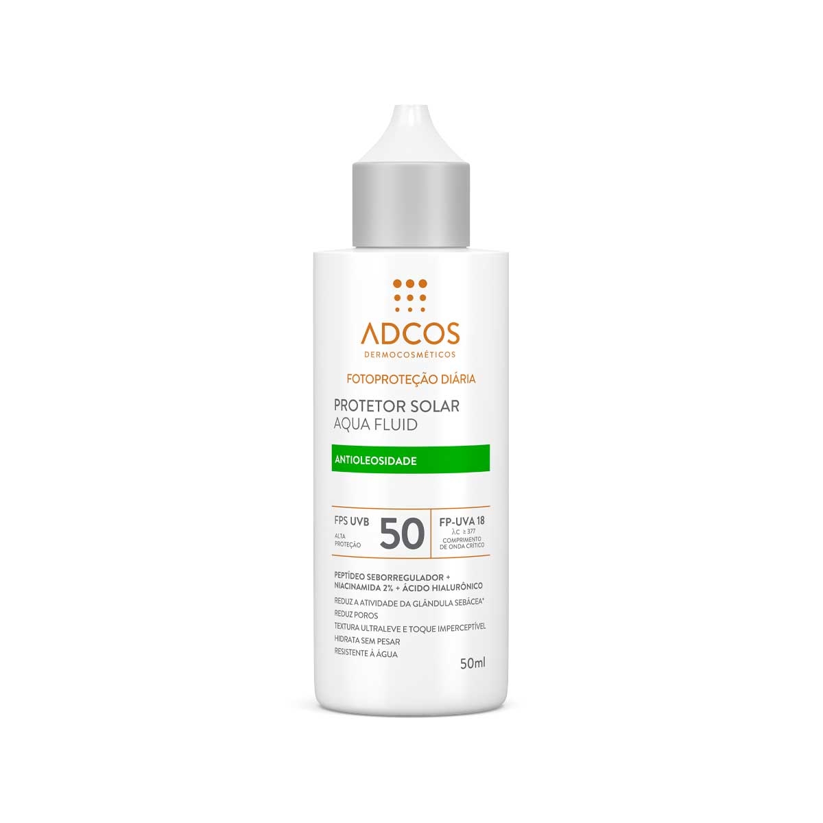 Protetor Solar Facial Adcos Aqua Fluid FPS 50 com 50ml