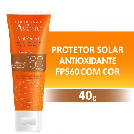 Protetor Solar Facial Avène Mat Perfect Fluido com Cor FPS60 40g | 