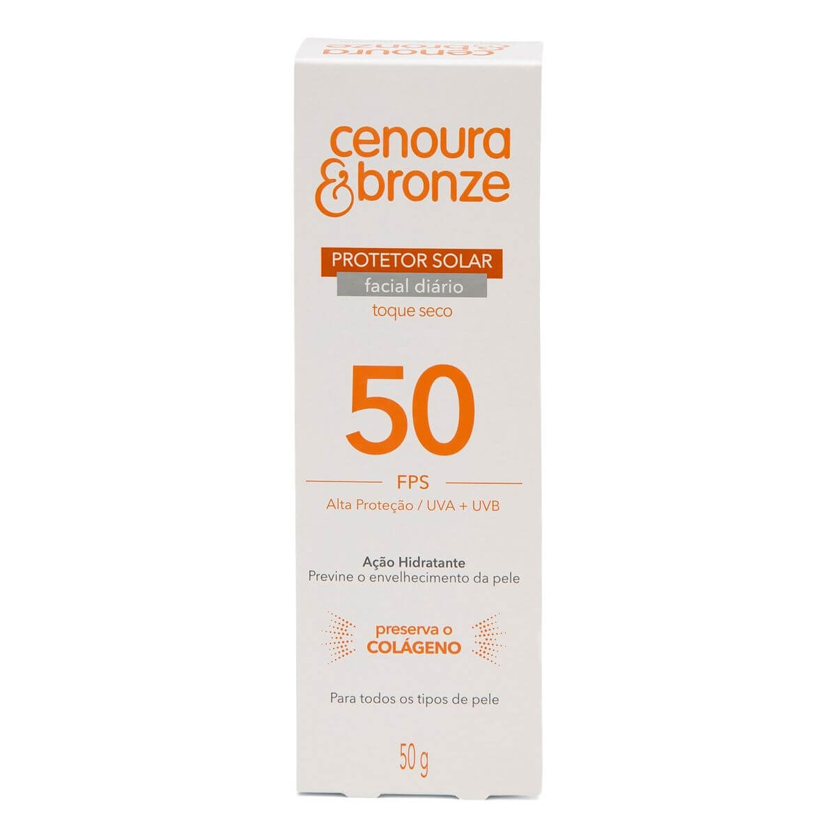 Protetor Solar Facial Cenoura & Bronze FPS50 com 50g