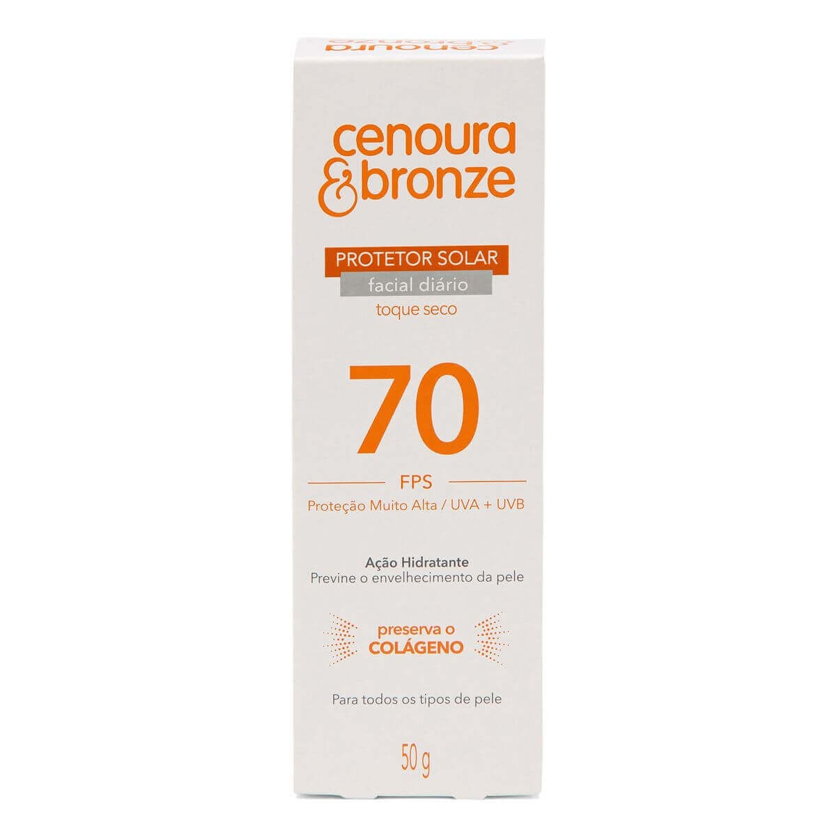 Protetor Solar Facial Cenoura & Bronze FPS70 com 50g