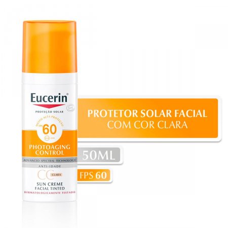 Protetor Solar Facial Eucerin Sun CC Cream Claro FPS 60 com 50ml
