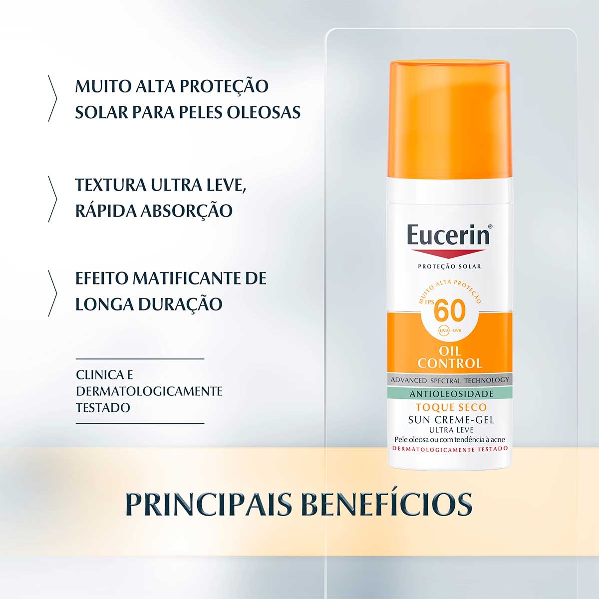 Protetor Solar Facial Eucerin Sun Oil Control FPS 60 com 52g | Droga Raia