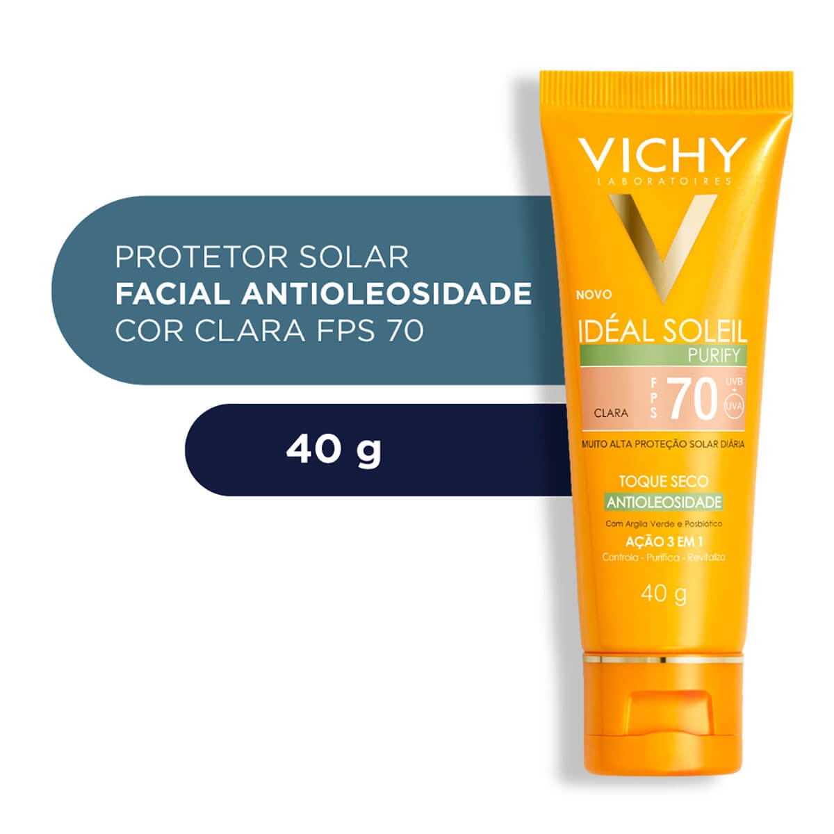 Protetor Solar Facial Idéal Soleil Purify Cor Clara FPS70 Menor preço em Protetor Solar Facial Idéal Soleil Purify Cor Clara FPS70
