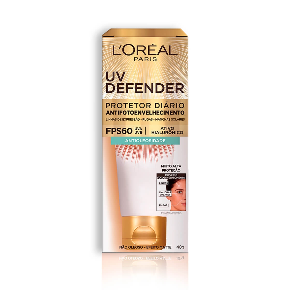 Protetor Solar Facial Antioleosidade L'Oréal UV Defender FPS 60 com 40g 40g