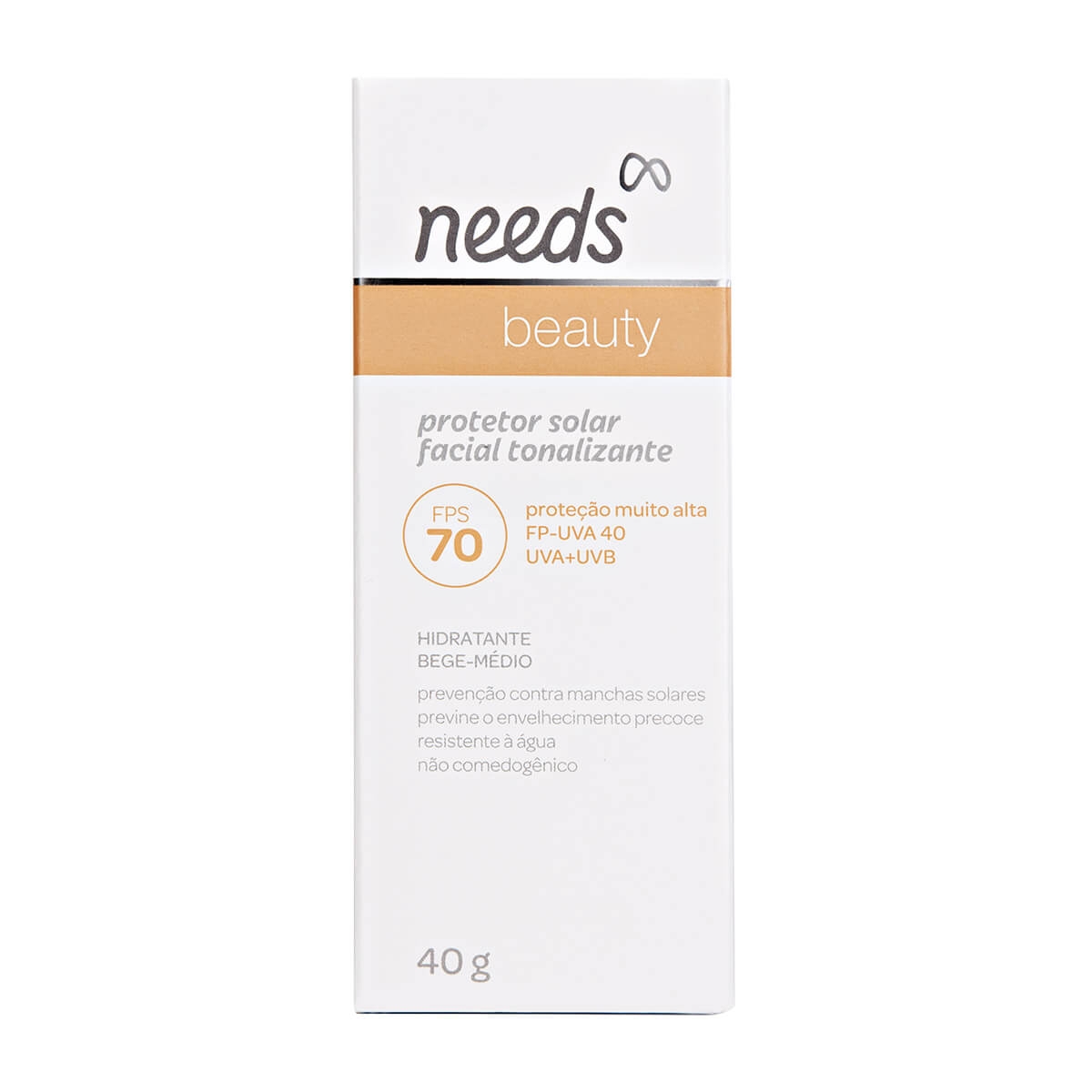 Protetor Solar Facial Needs Beauty Hidratante Bege Médio FPS 70 com 40g Menor preço em Protetor Solar Facial Needs Beauty Hidratante Bege Médio FPS 70 com 40g