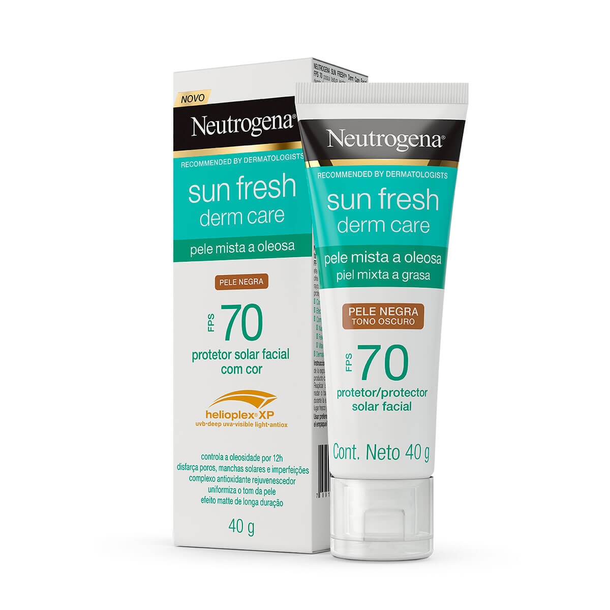 Protetor Solar Facial Neutrogena Sun Fresh Derm Care Pele Negra FPS70 40g Droga Raia