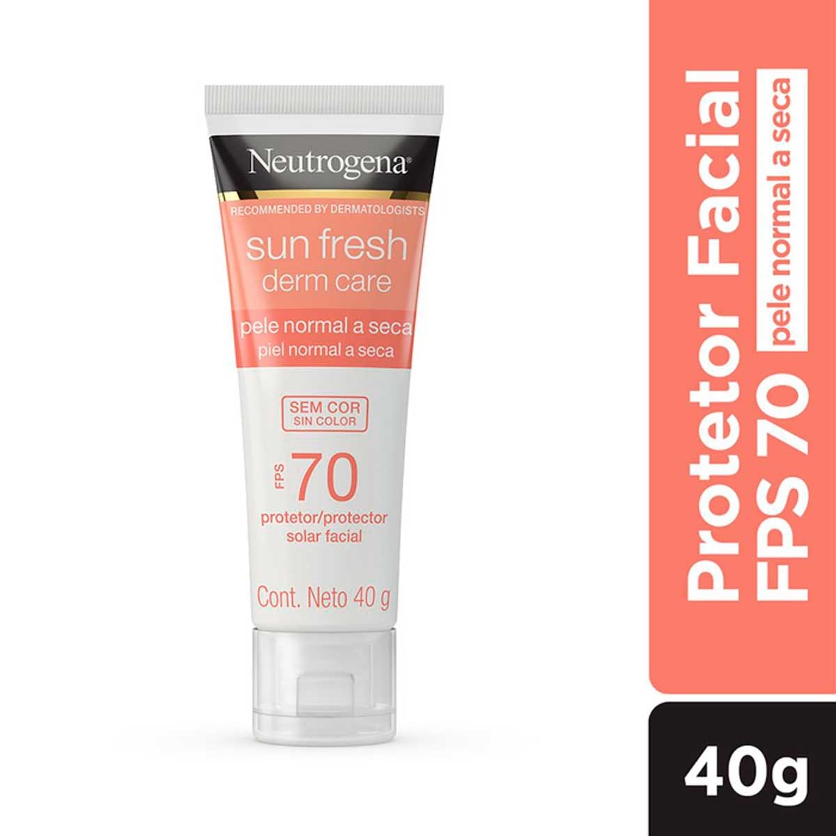Protetor Solar Facial Neutrogena Sun Fresh Derm Care Dry Skin Sem Cor FPS 70 com 40g 40g