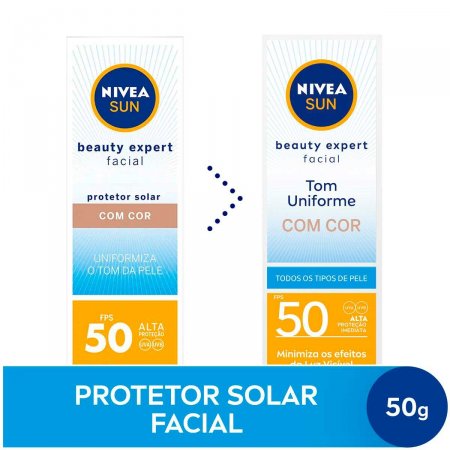 Protetor Solar Facial Nivea Sun Beauty Expert Cor Universal FPS 50 com 50g