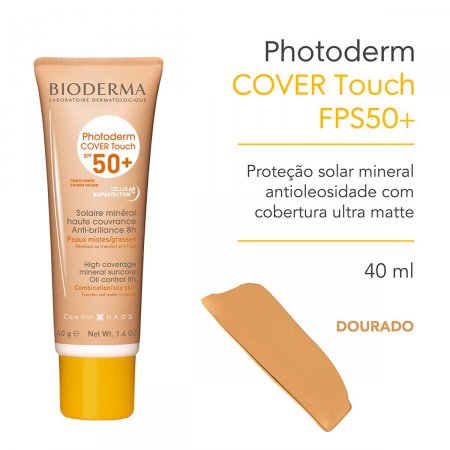 Protetor Solar Photoderm Cover Touch FPS50+ Dourado Pele Morena 40g | 