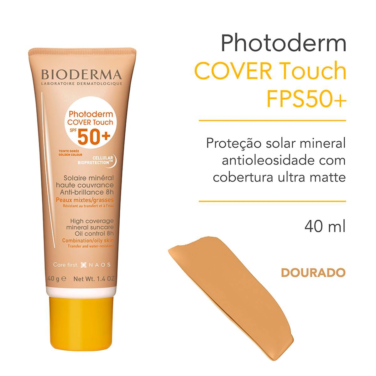 Protetor Solar Facial Bioderma Photoderm Cover Touch FPS 50 Pele Oleosa a Acneica Cor Dourada com 40ml Menor preço em Protetor Solar Facial Bioderma Photoderm Cover Touch FPS 50 Pele Oleosa a Acneica Cor Dourada com 40ml