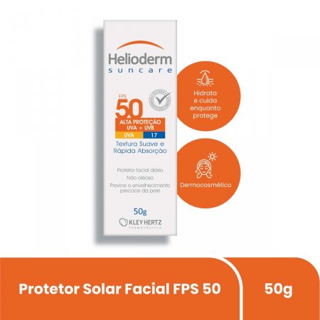 Protetor Solar Facial Helioderm Suncare FPS50 50g | Drogaraia.com Foto 1
