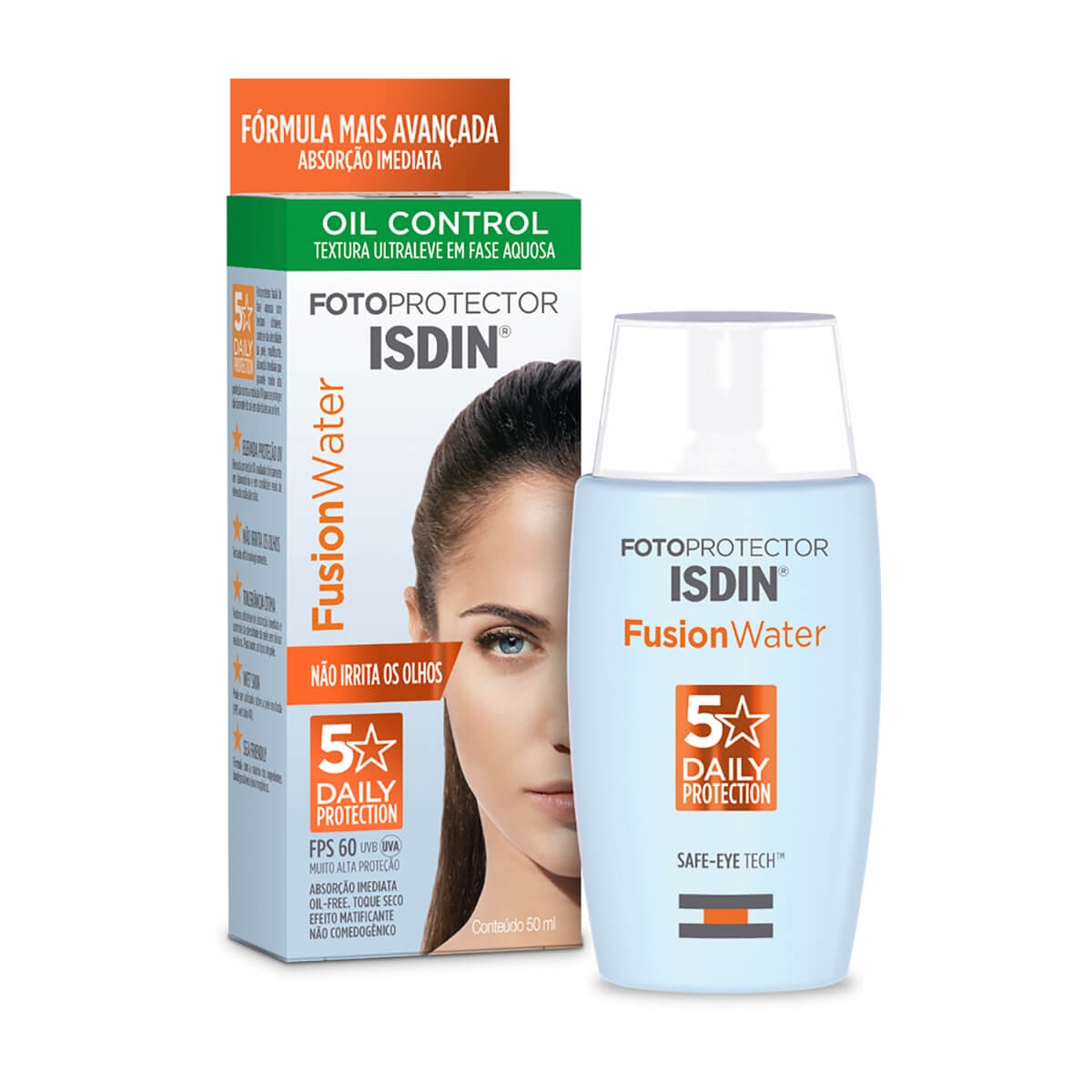 Protetor Solar Facial Isdin Fusion Water Oil Control FPS60 com 50ml ...