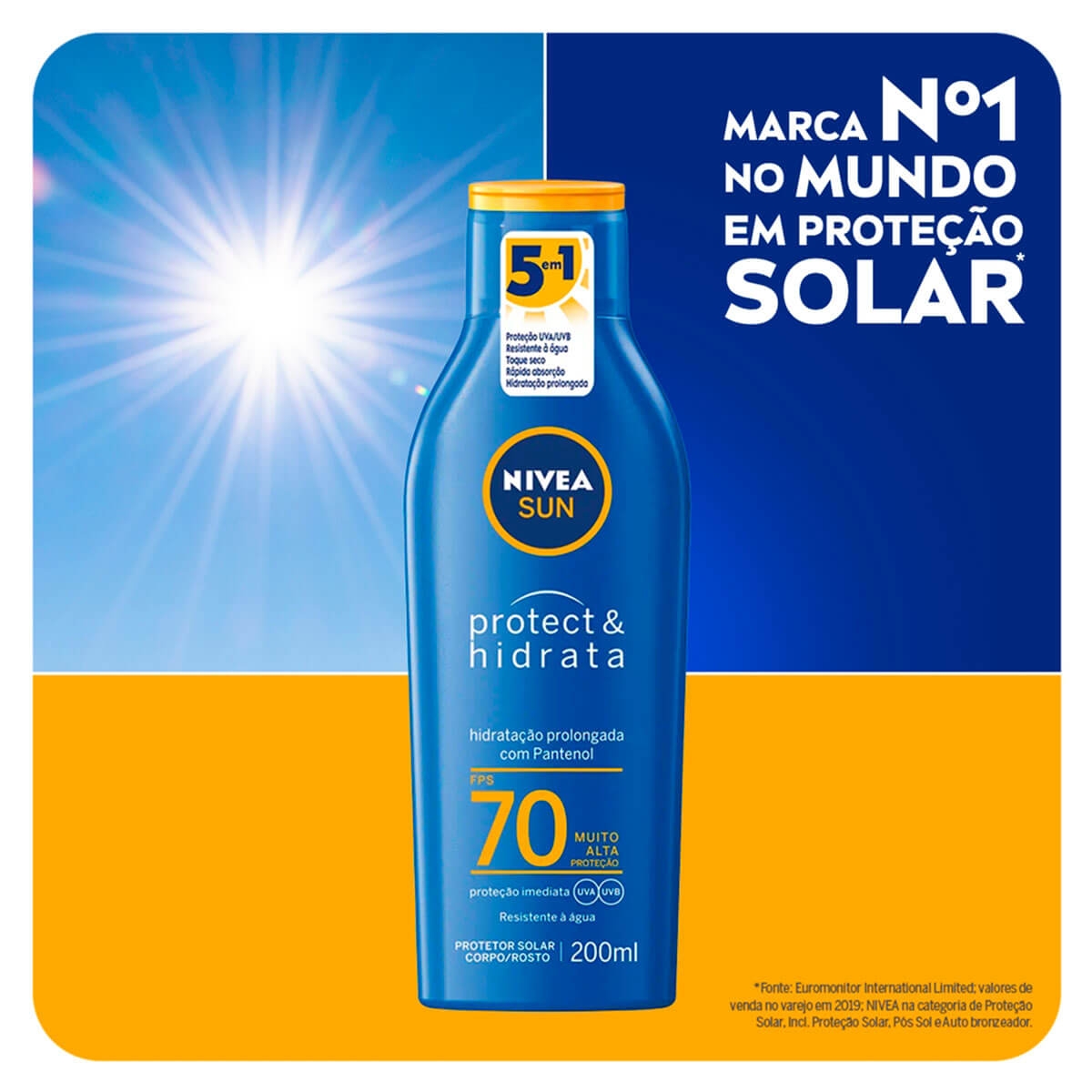 Protetor Solar Nivea Sun Protect & Hidrata FPS 70 com 200ml 200ml