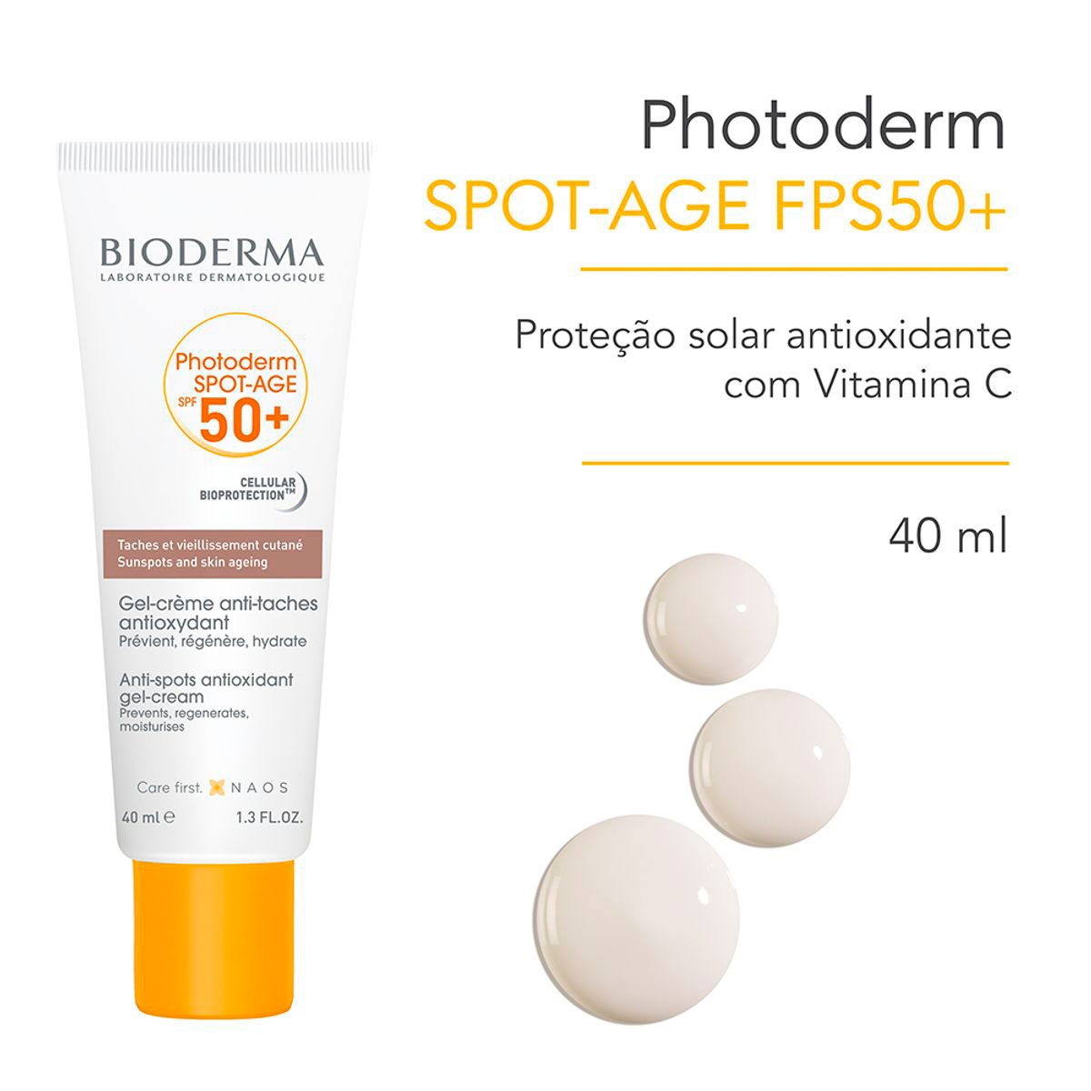 Protetor Solar Facial Bioderma Photoderm Spot Age FPS 50+ com 40ml 40ml