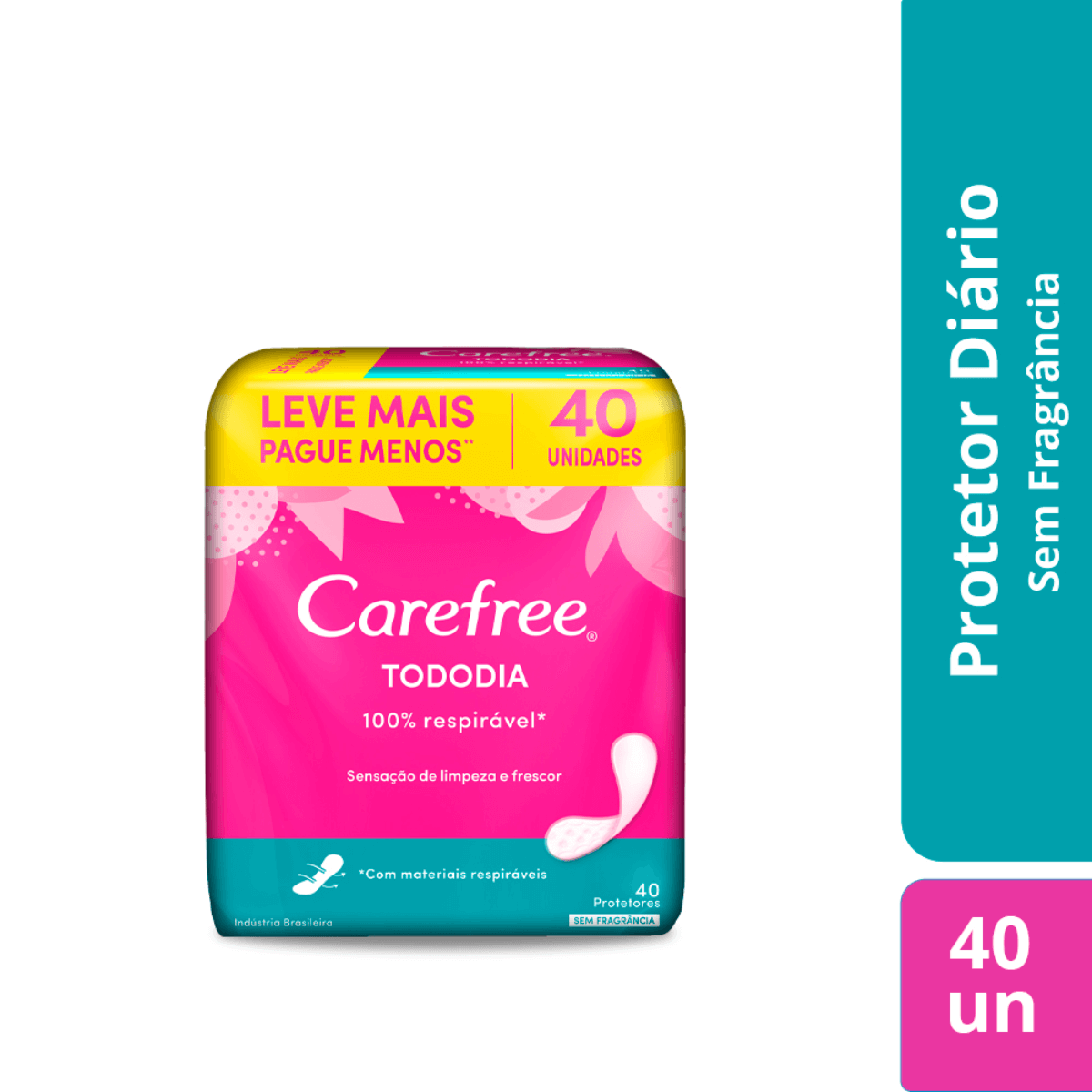 Protetor Diário Carefree Tododia Sem Perfume com 40 unidades Menor preço em Protetor Diário Carefree Tododia Sem Perfume com 40 unidades