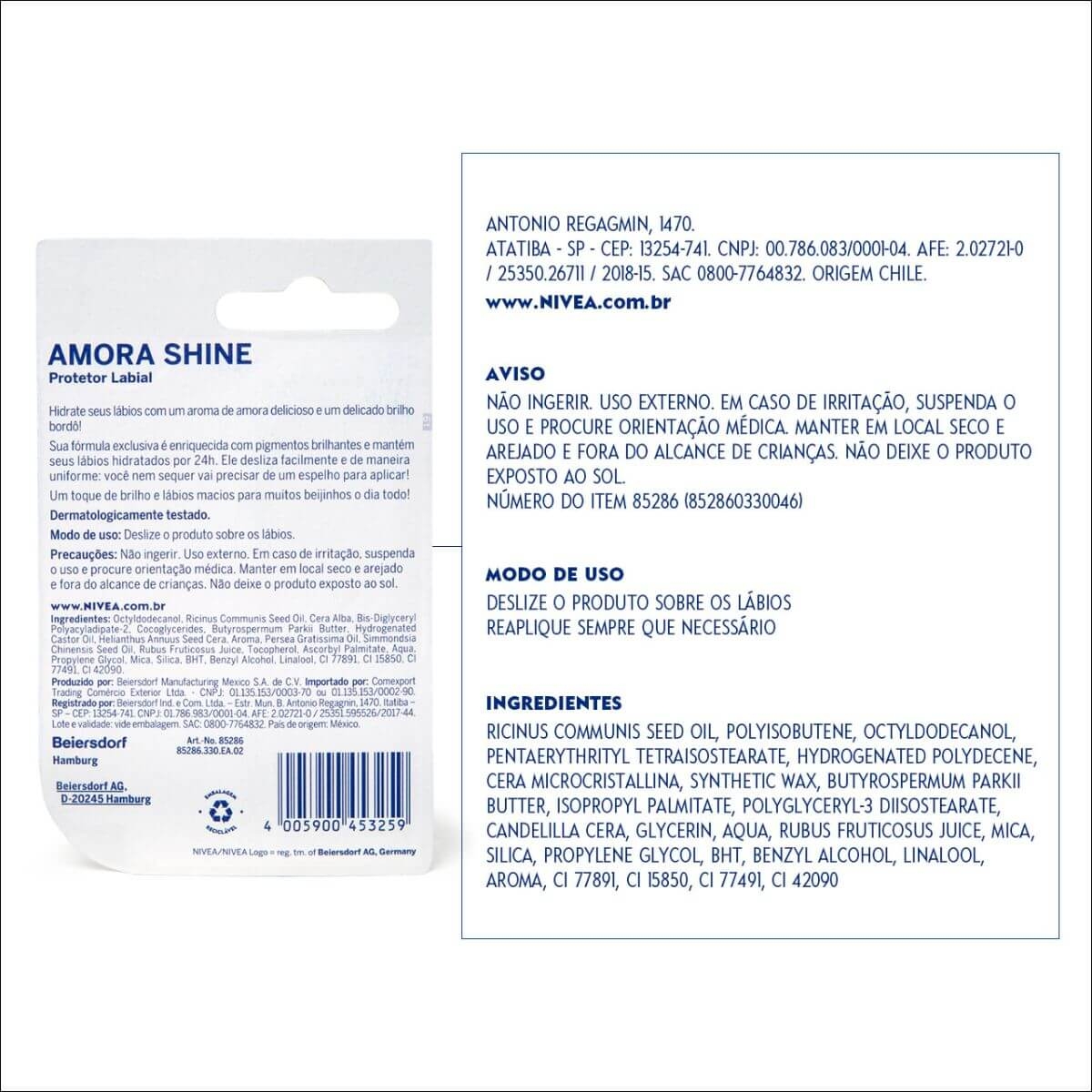 Hidratante Labial Nivea Amora Shine com 4,8g Droga Raia