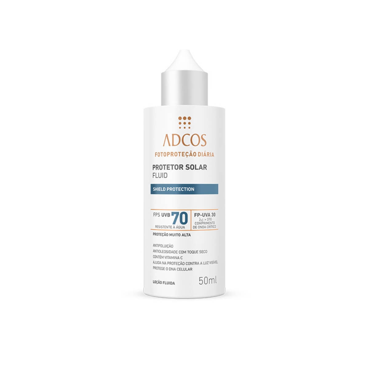 Protetor Solar Facial Adcos Fluido Incolor Shield Protection FPS70 com 50ml Menor preço em Protetor Solar Facial Adcos Fluido Incolor Shield Protection FPS70 com 50ml