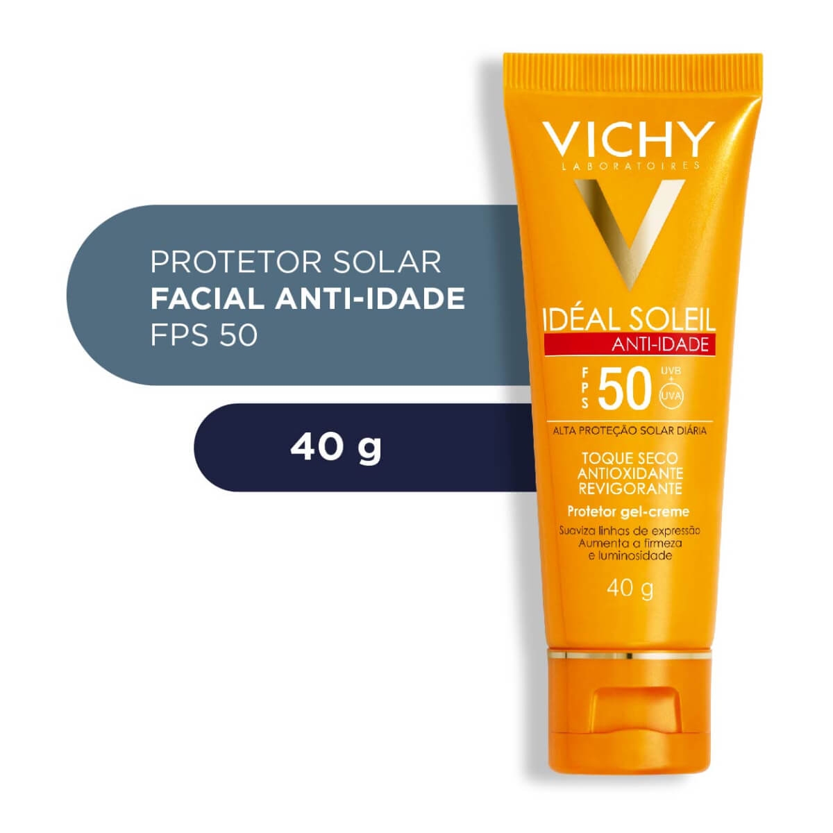 Protetor Solar Facial Vichy Idéal Soleil Anti-Idade Toque Seco FPS 50 com 40g Menor preço em Protetor Solar Facial Vichy Idéal Soleil Anti-Idade Toque Seco FPS 50 com 40g