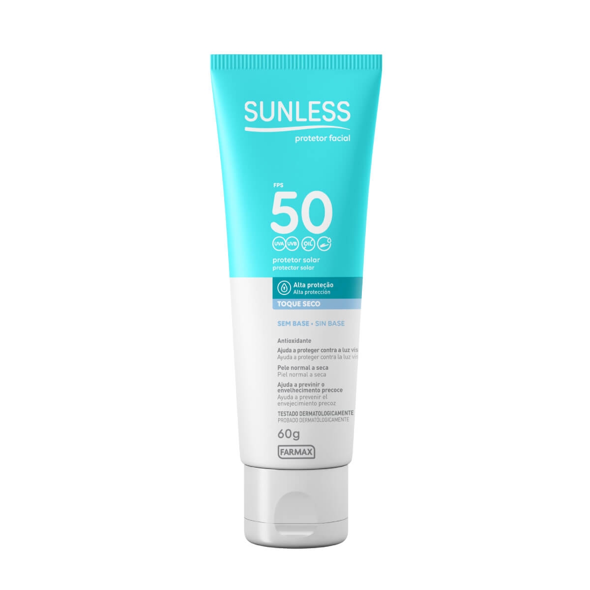 Protetor Solar Facial Sunless Sem Cor FPS 50 com 60g Menor preço em Protetor Solar Facial Sunless Sem Cor FPS 50 com 60g