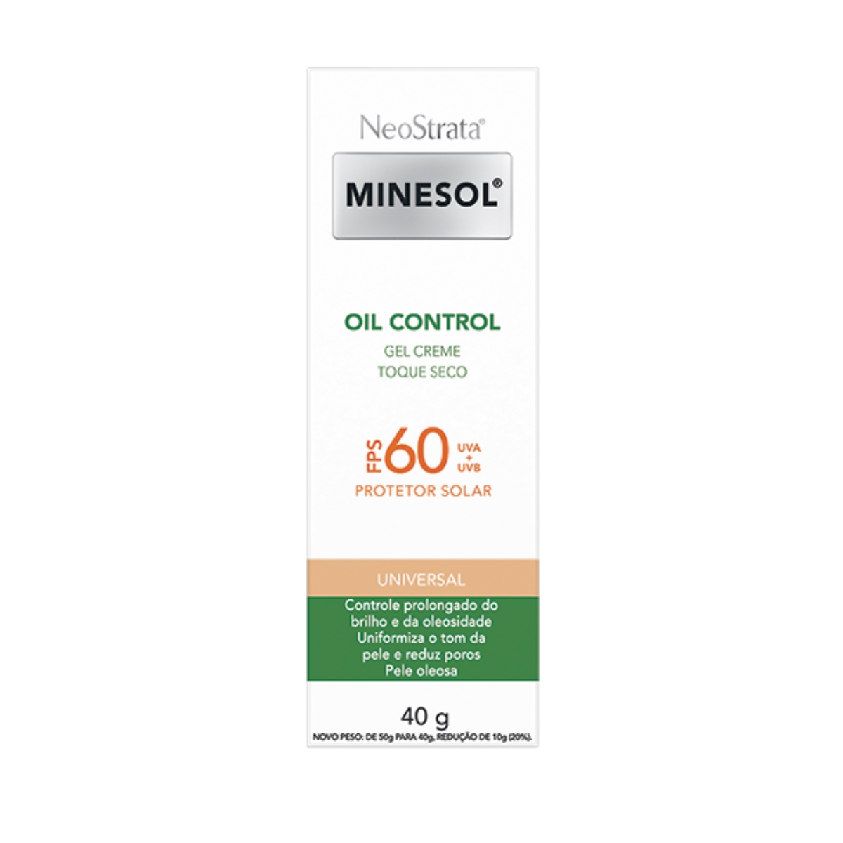 Protetor Solar Gel Creme Facial NeoStrata Minesol Oil Control Toque Seco Cor Universal FPS60 40g