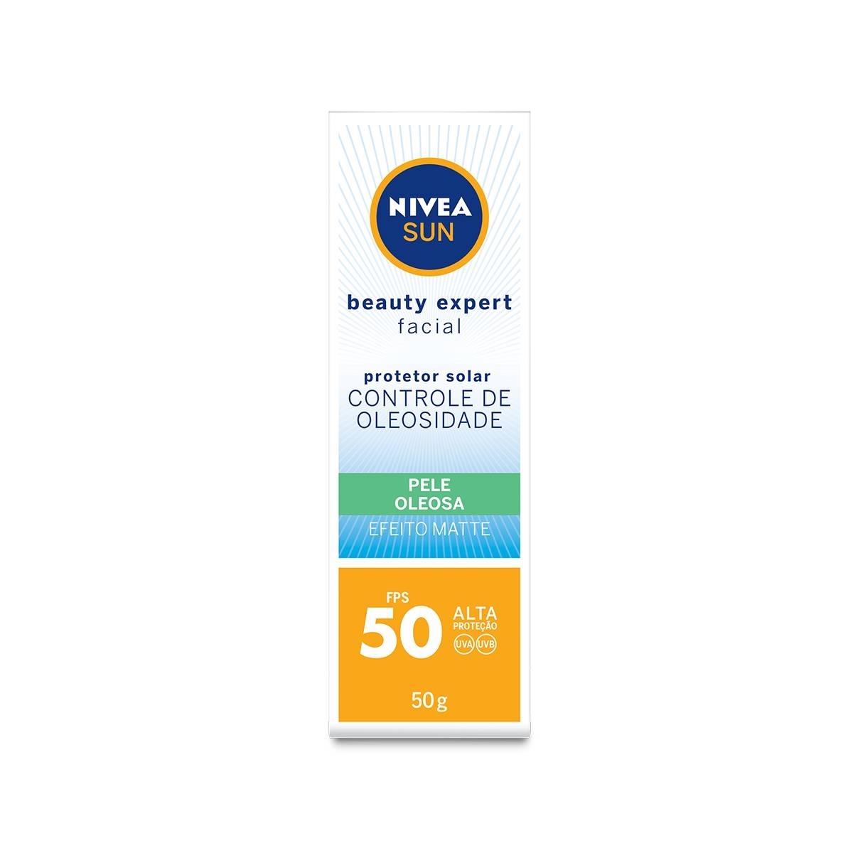 Protetor Solar Facial Nivea Sun Beauty Expert Pele Oleosa FPS50 50g