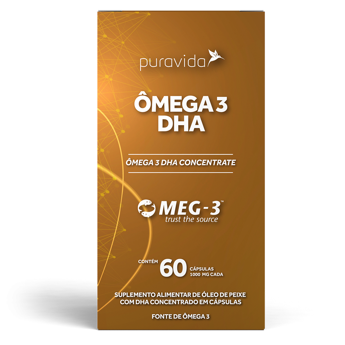Ômega 3 DHA 1000mg Puravida 60 cápsulas