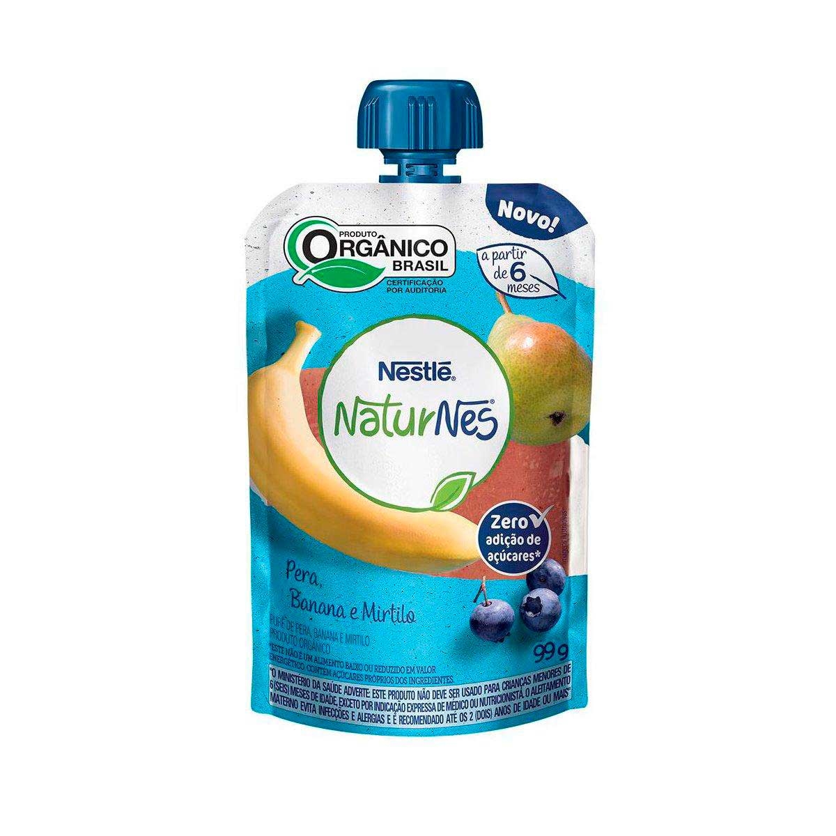 Purê Orgânico Nestlé Naturnes Pera, Banana e Blueberry com 99g 99g