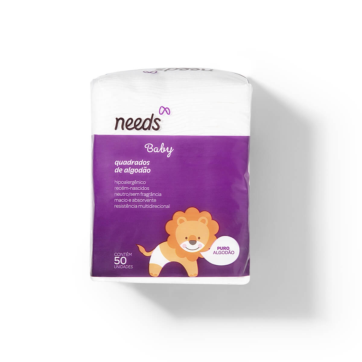 Algodão Quadrado Needs Baby com 50 unidades Menor preço em Algodão Quadrado Needs Baby com 50 unidades
