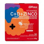 Suplemento Alimentar Raia Vitamina C 1g + D 400UI + Zinco 10mg - 30 Comprimidos Efervescentes