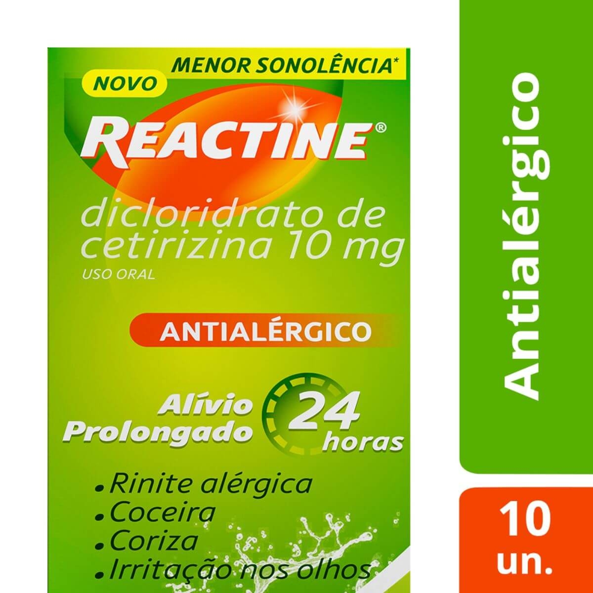 Reactine 10mg com 10 cápsulas