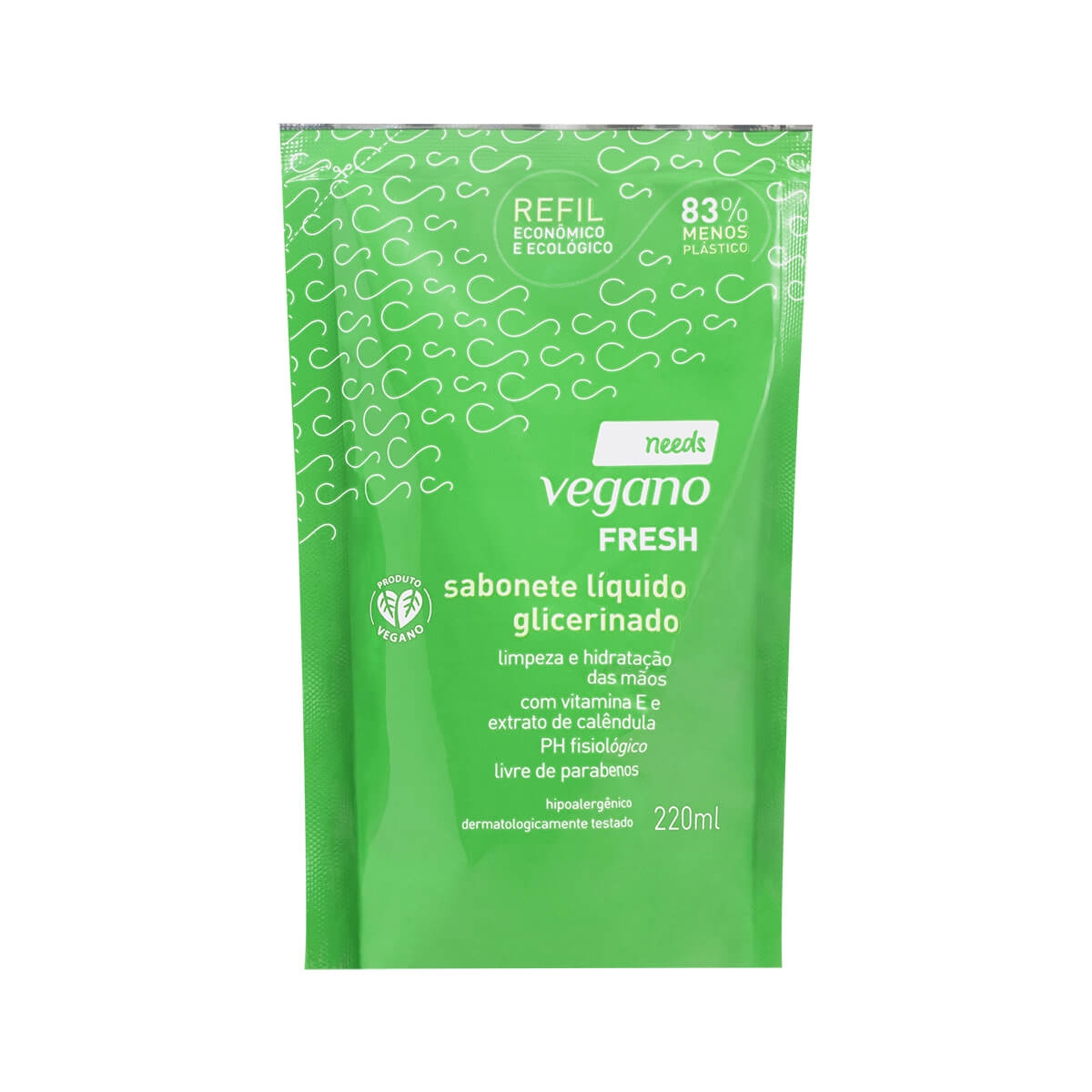Refil Sabonete Líquido Glicerinado Needs Vegano Fresh 220ml