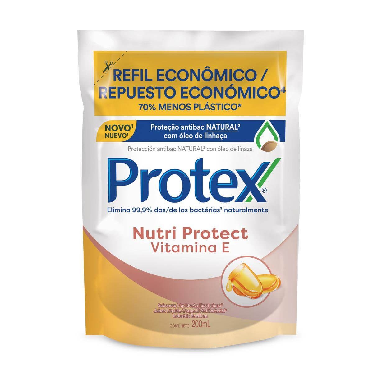 Refil Sabonete Líquido Corporal Protex Nutri Protect Vitamina E com 200ml 200ml