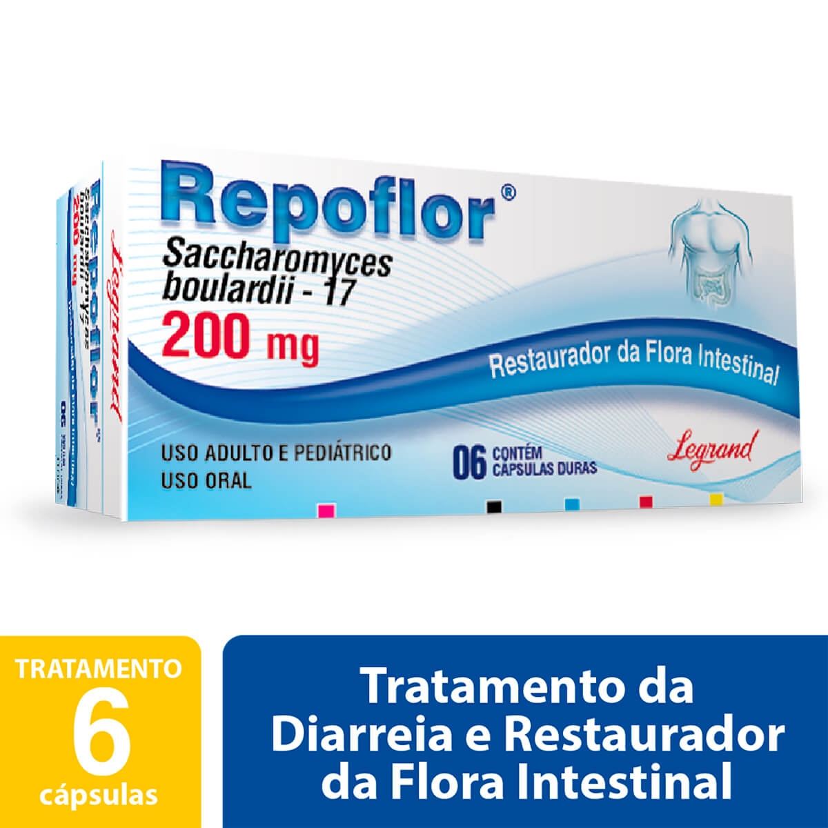 Repoflor 200mg com 6 cápsulas | Droga Raia