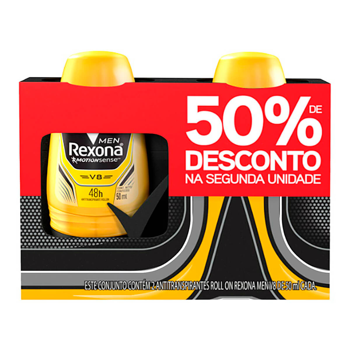 Kit Desodorante Roll-On Rexona Men V8 com 2 unidades Menor preço em Kit Desodorante Roll-On Rexona Men V8 com 2 unidades