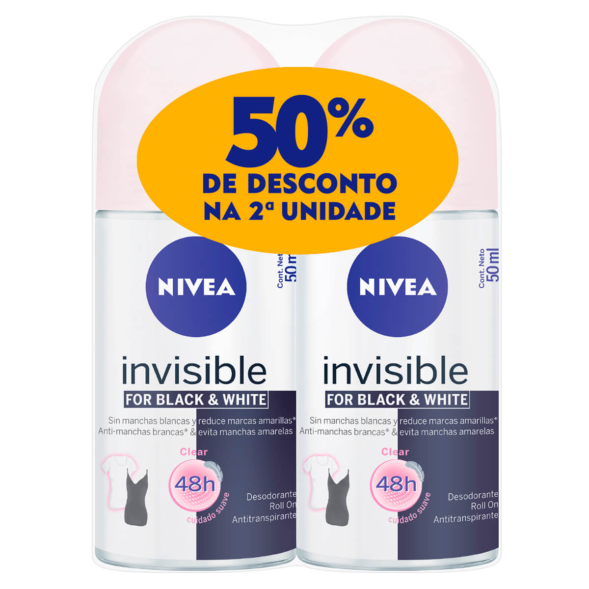 Kit Desodorante Roll On Nivea Invisible For Black & White 1 Unidade