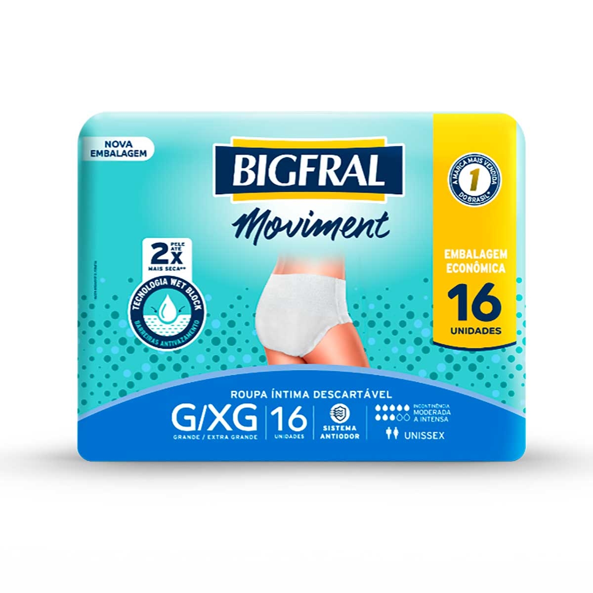 Roupa Íntima Descartável Bigfral Moviment Unissex G/XG com 16 Unidades Menor preço em Roupa Íntima Descartável Bigfral Moviment Unissex G/XG com 16 Unidades