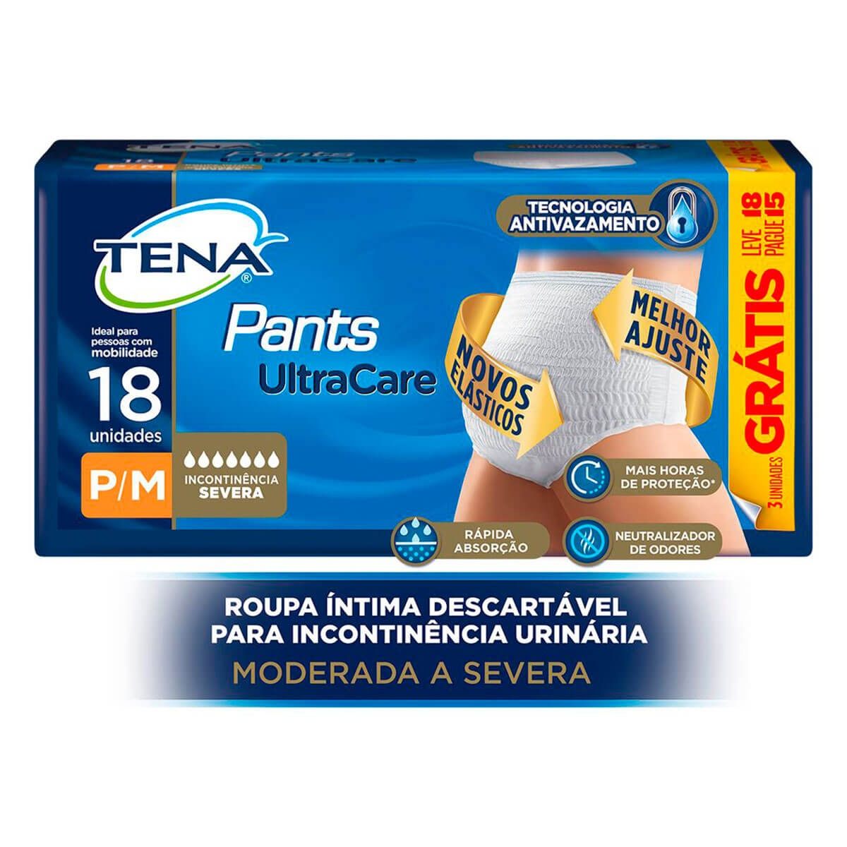 Roupa Íntima Tena Pants UltraCare Tamanho P/M com 18 Unidades Menor preço em Roupa Íntima Tena Pants UltraCare Tamanho P/M com 18 Unidades
