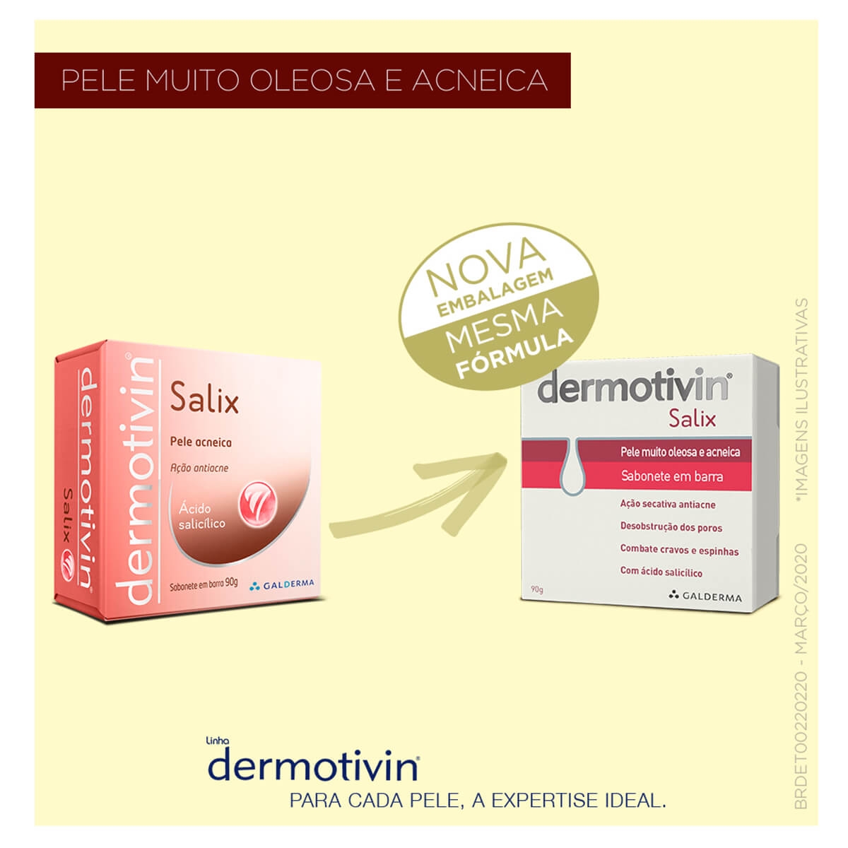 Sabonete em Barra Dermotivin Salix Pele Oleosa e Acneica com 90g ...