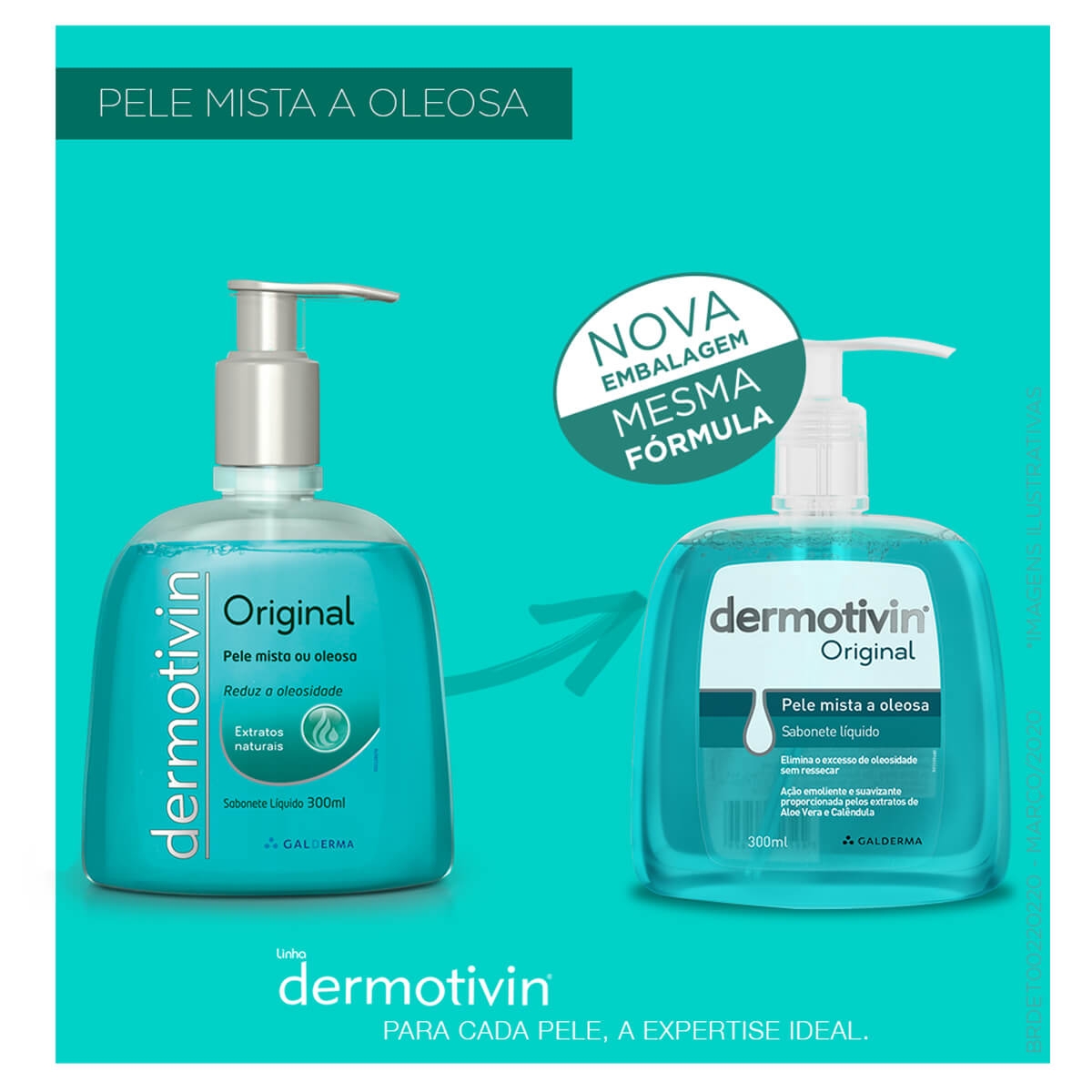 Sabonete Líquido Dermotivin Original Pele Mista a Oleosa com 300ml ...