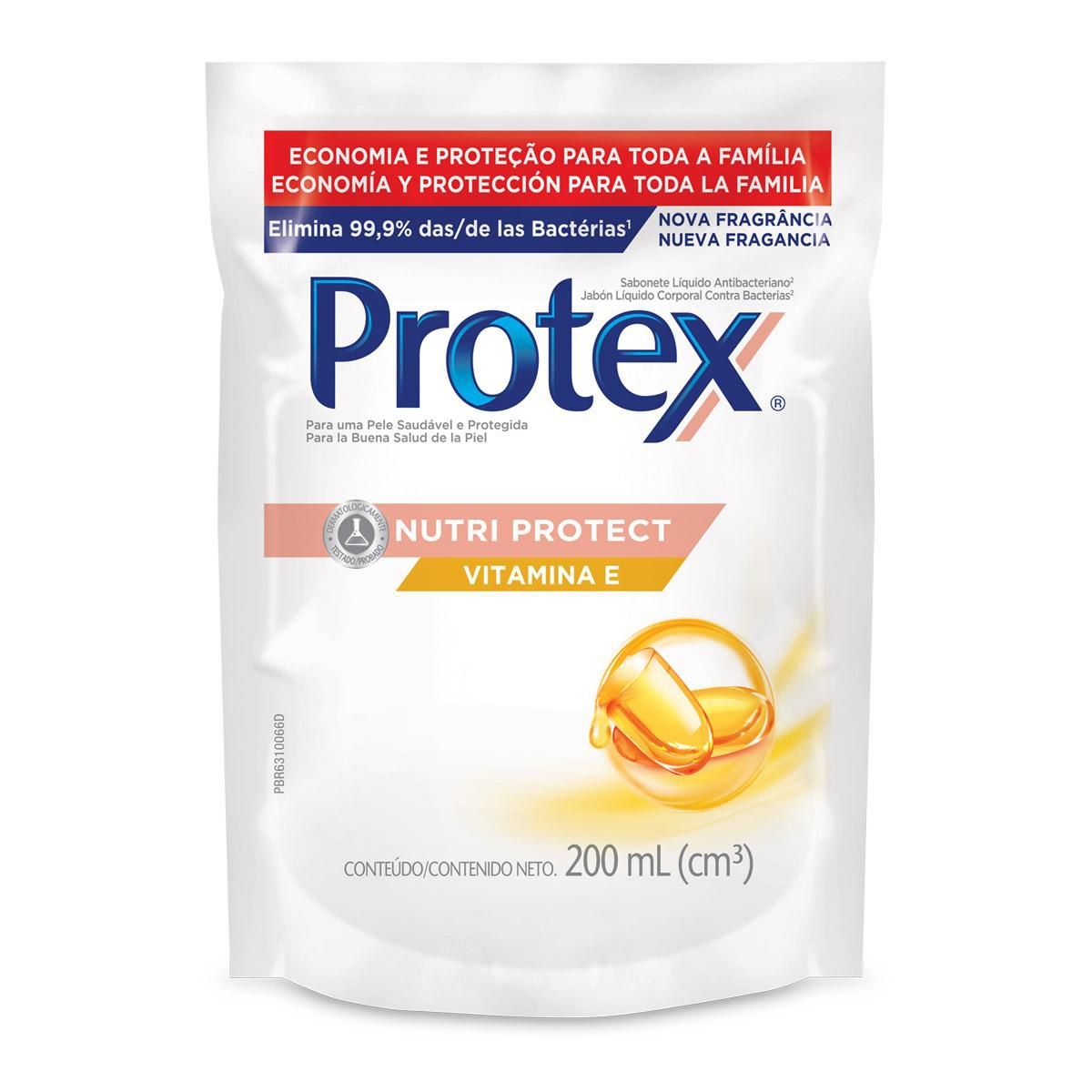 Refil Sabonete Líquido Corporal Protex Vitamina E 200ml