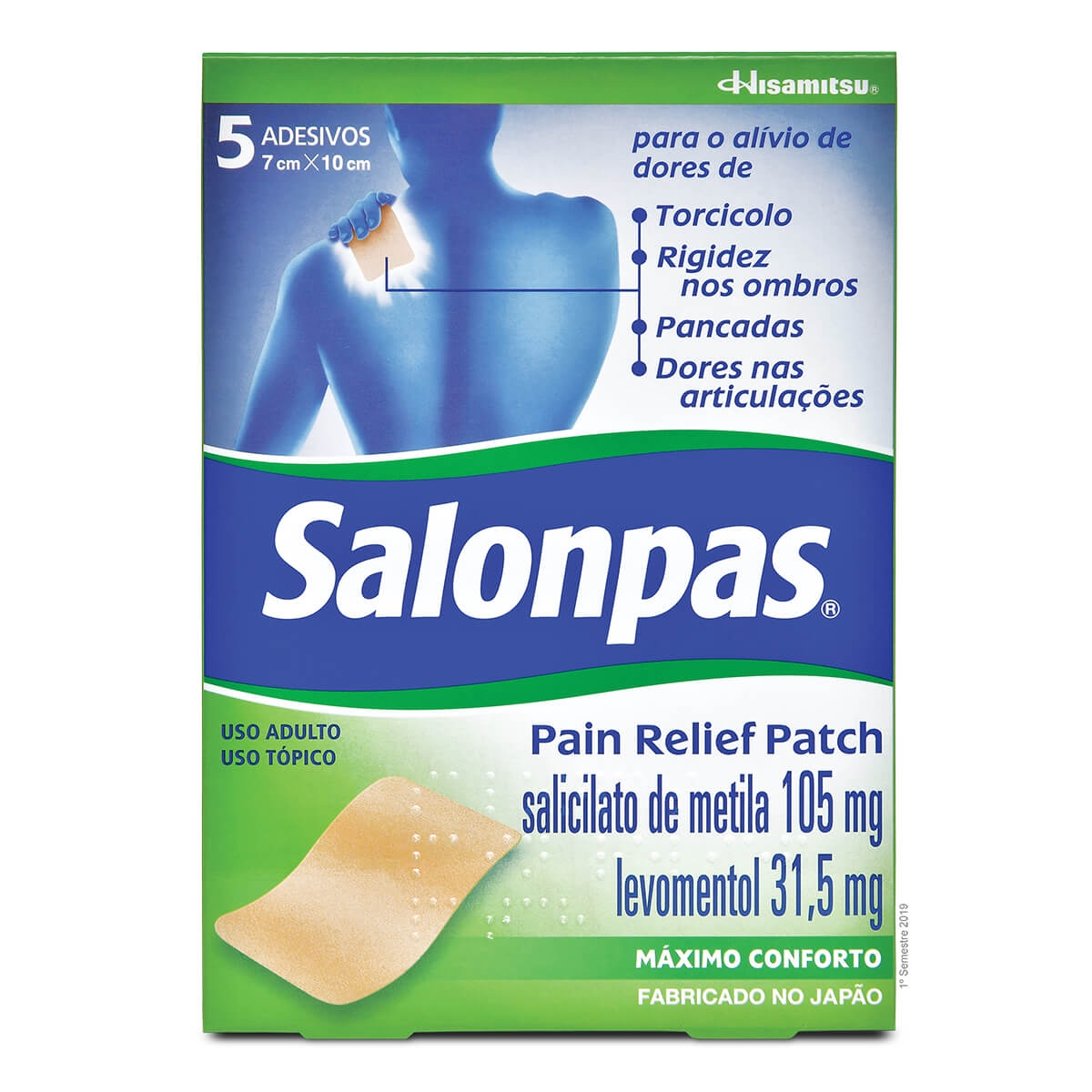 Salonpas Pain Relief Patch com 5 adesivos