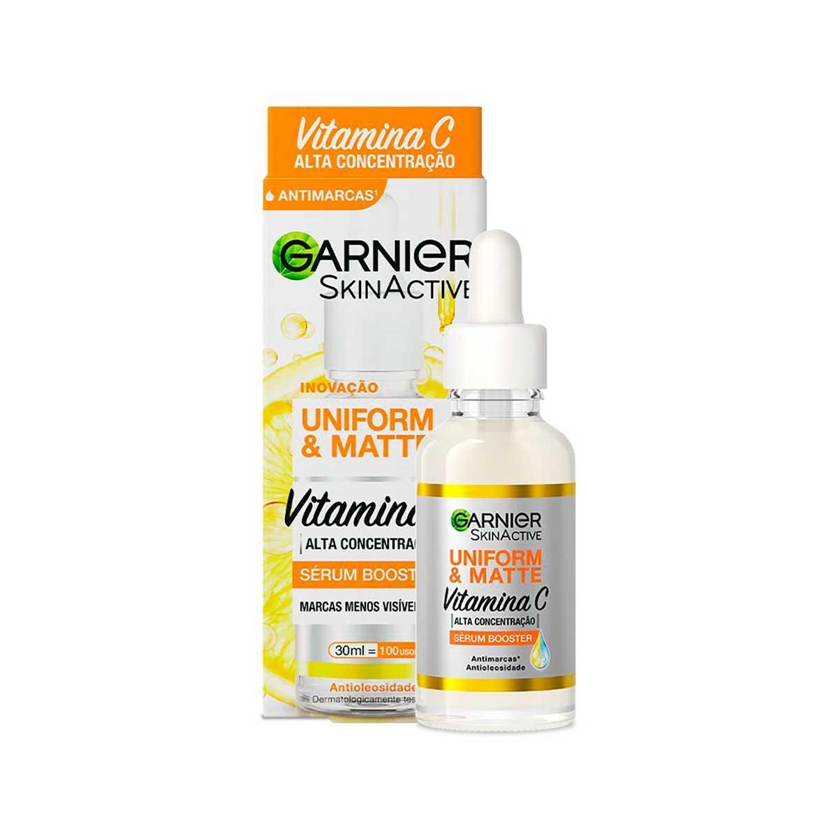 Sérum Booster Garnier SkinActive Uniform&Matte Antimarcas com Vitamina C 30ml Menor preço em Sérum Booster Garnier SkinActive Uniform&Matte Antimarcas com Vitamina C 30ml