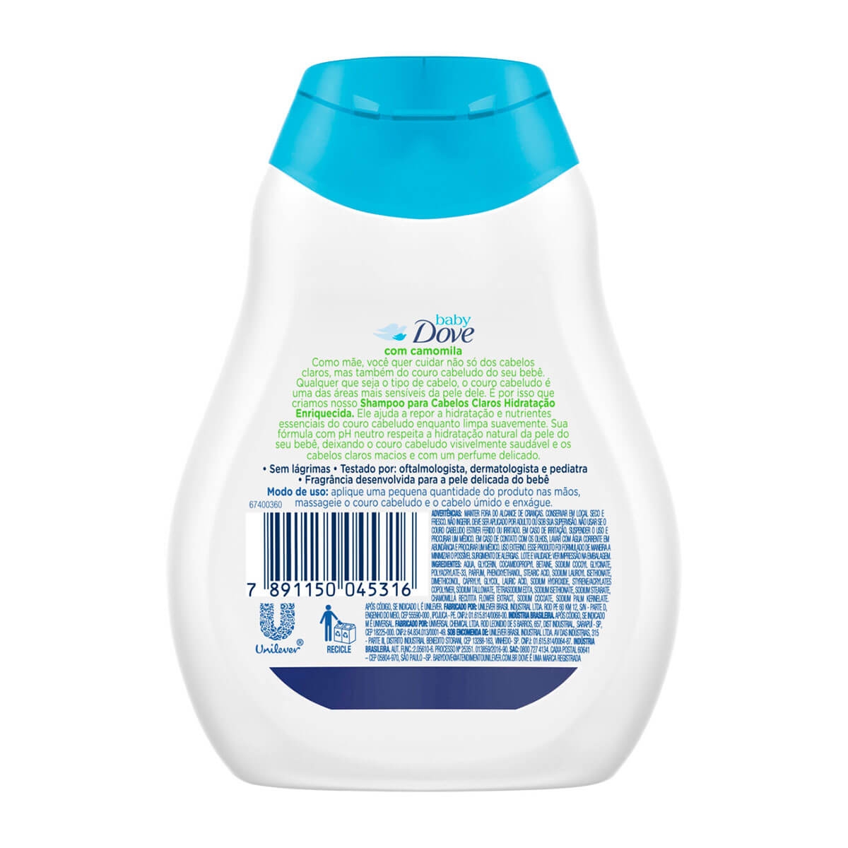 Shampoo Baby Dove Hidratação Enriquecida Cabelos Claros 200ml Droga Raia