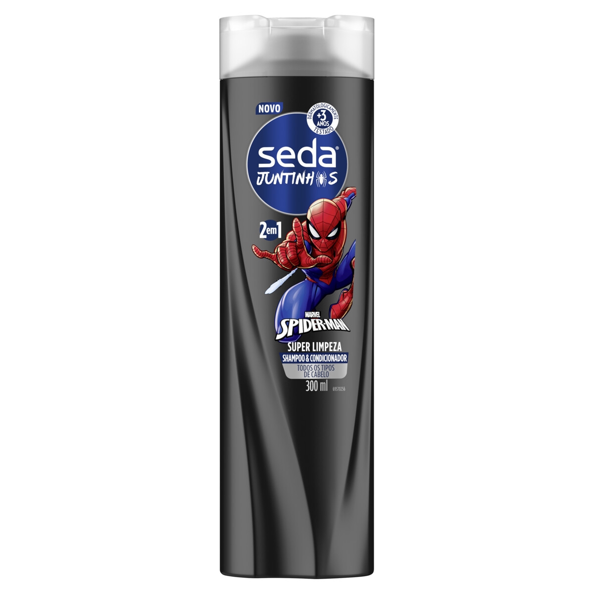 Shampoo & Condicionador Infantil 2 em 1 Seda Juntinhos Spider-Man Super Limpeza Frasco 300ml 300ml