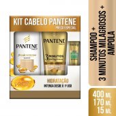 Kit Pantene Hidratação Intensa Shampoo com 400ml + Condicionador com 170ml + Ampola Restauração com 15ml