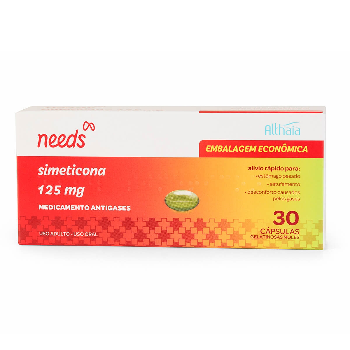 Simeticona Needs 125mg com 30 Cápsulas Menor preço em Simeticona Needs 125mg com 30 Cápsulas